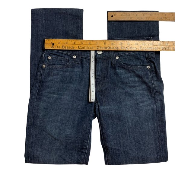 7 For All Mankind Womens Jeans Tag 25 28x29 Blue Dark Wash Straight Leg Low-Rise - Picture 11 of 12